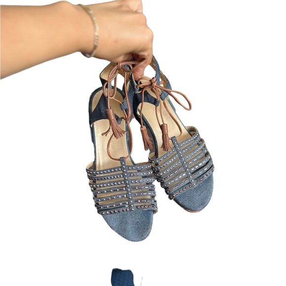 STUART WEITZMAN Skippity Tassel Denim Sandals - Picture 7 of 16